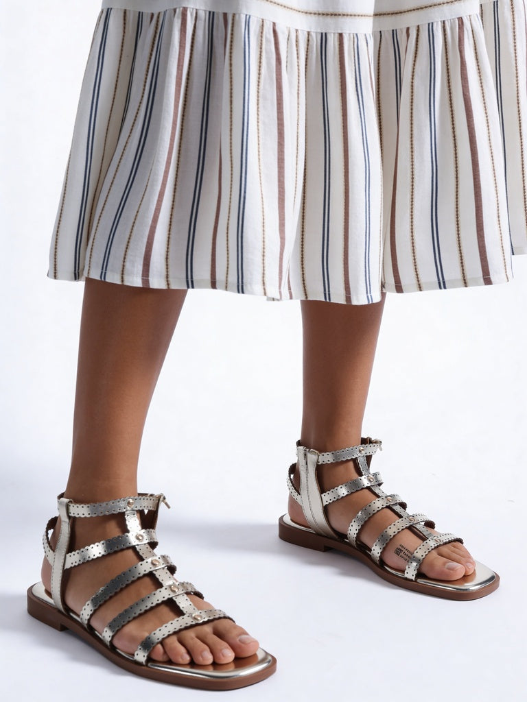 LUNA BLU Gold Flat Sandals