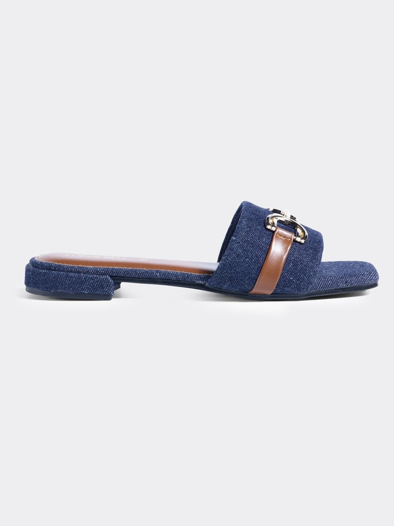 LUNA BLU Blue Flat Sandals