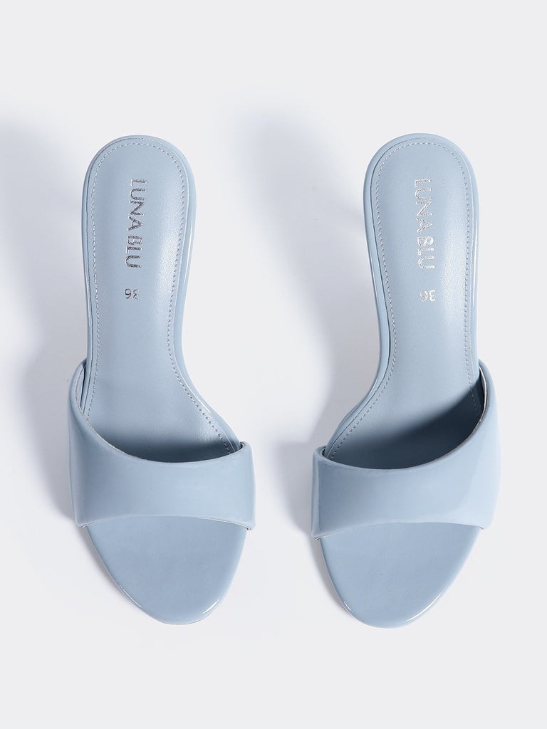 LUNA BLU Blue Slip-On Mule Sandals