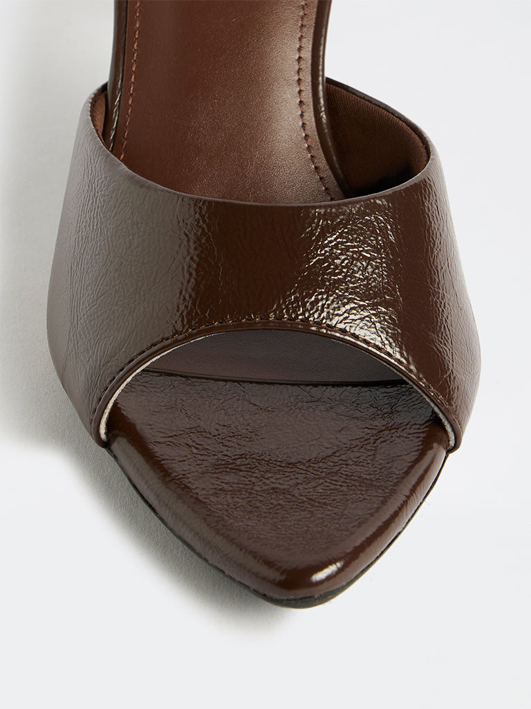 LUNA BLU Brown Slip-On Heel Mules