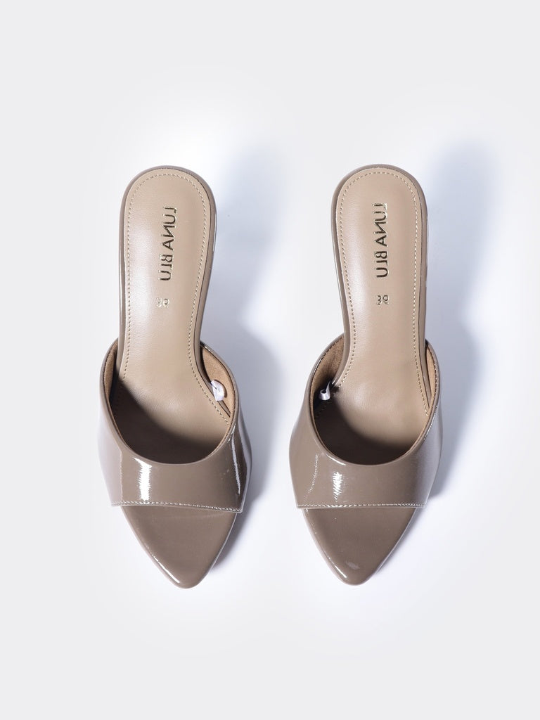 LUNA BLU Dark Taupe Heeled Mules