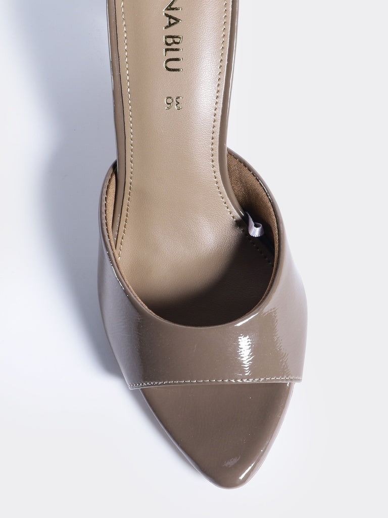 LUNA BLU Dark Taupe Heeled Mules
