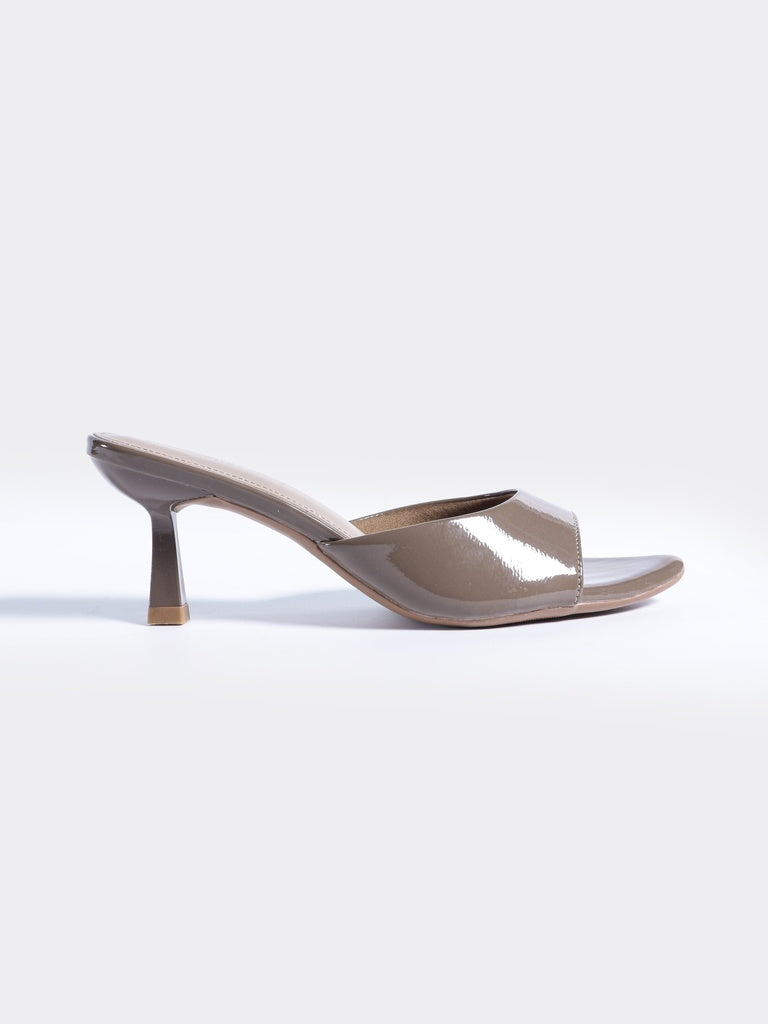 LUNA BLU Dark Taupe Heeled Mules