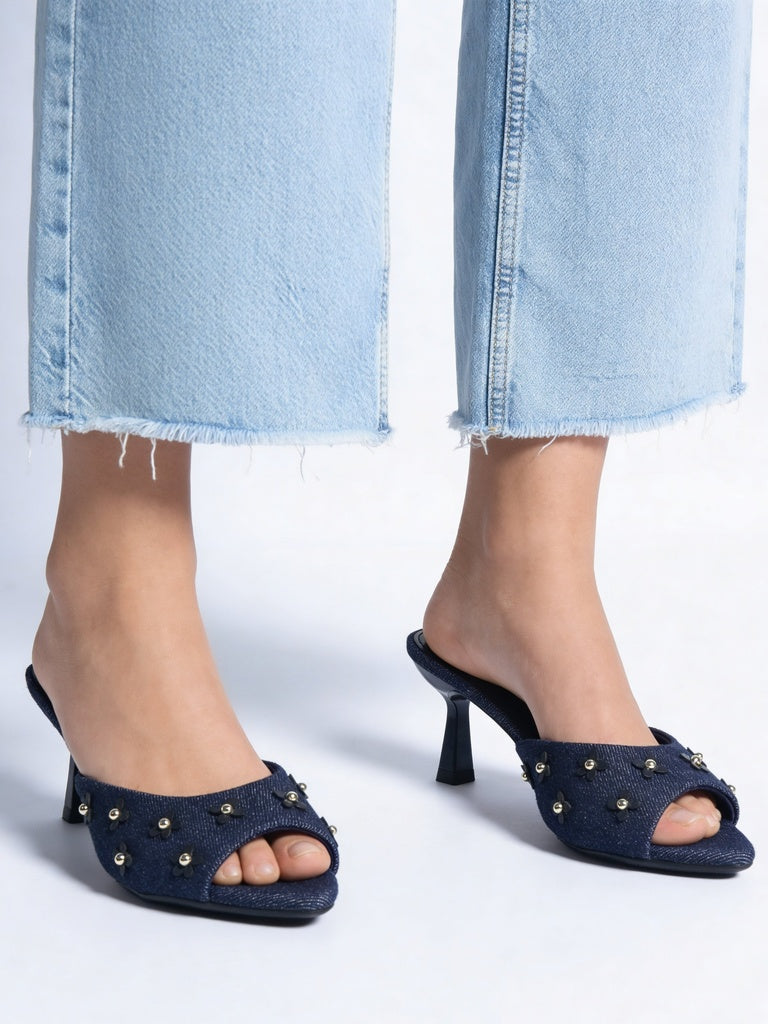 LUNA BLU Dark Blue Heel Mules