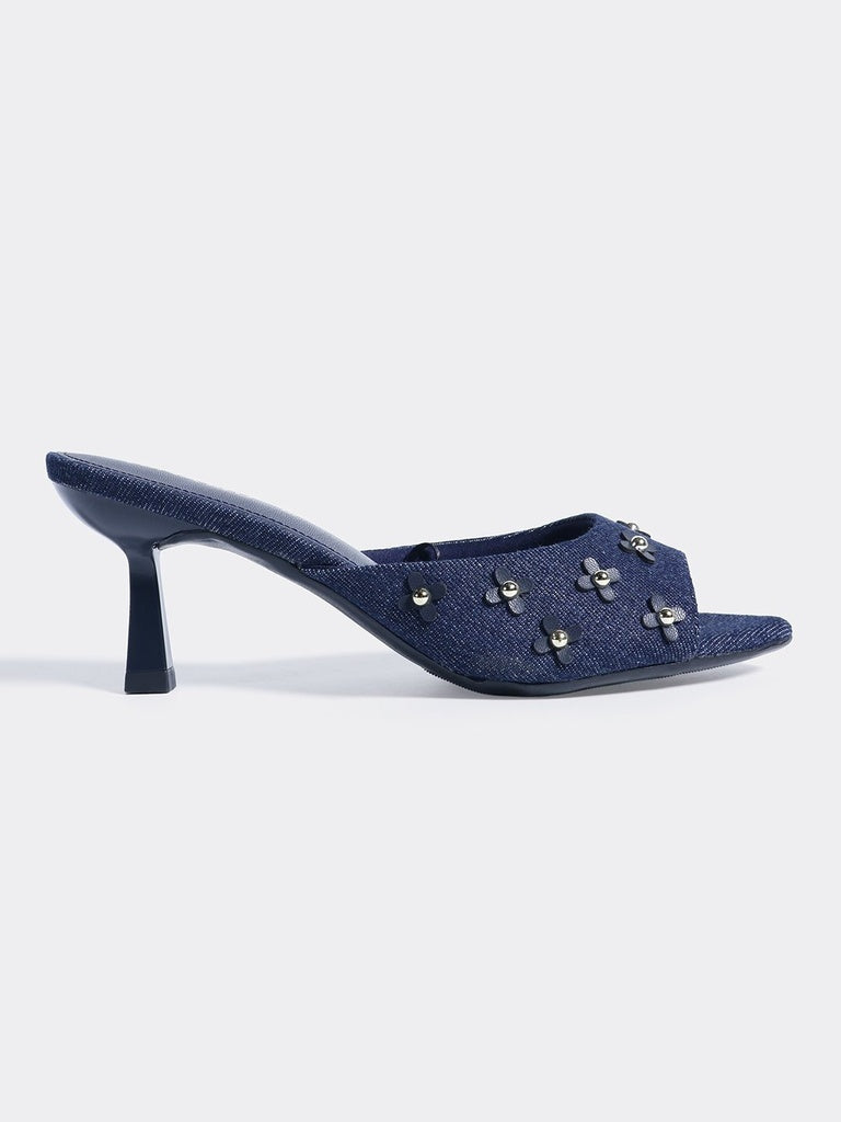 LUNA BLU Dark Blue Heel Mules