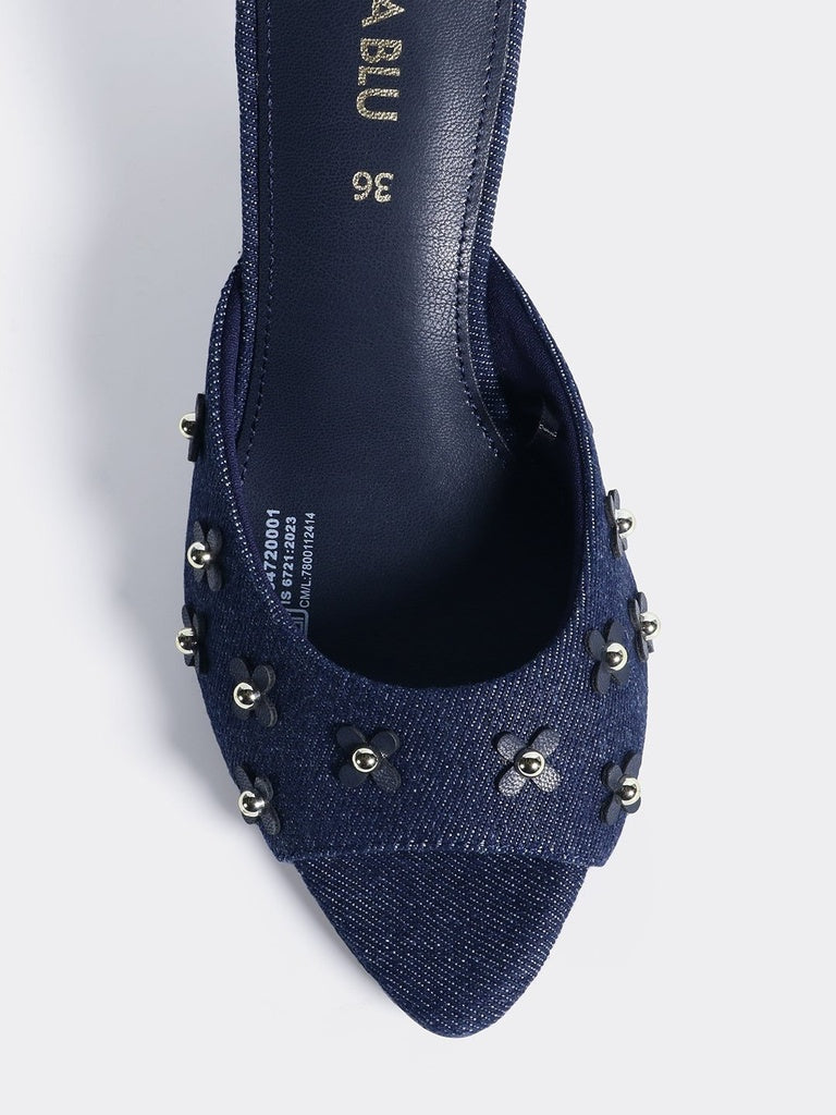 LUNA BLU Dark Blue Heel Mules