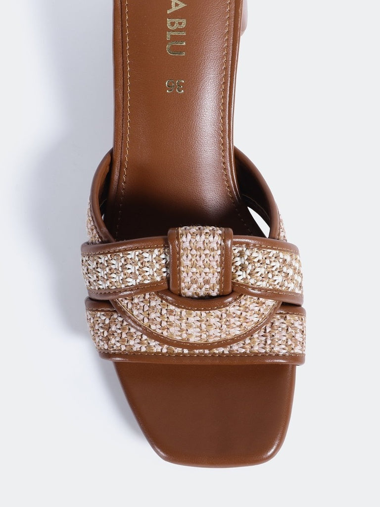 LUNA BLU Tan Block Heel Sandals