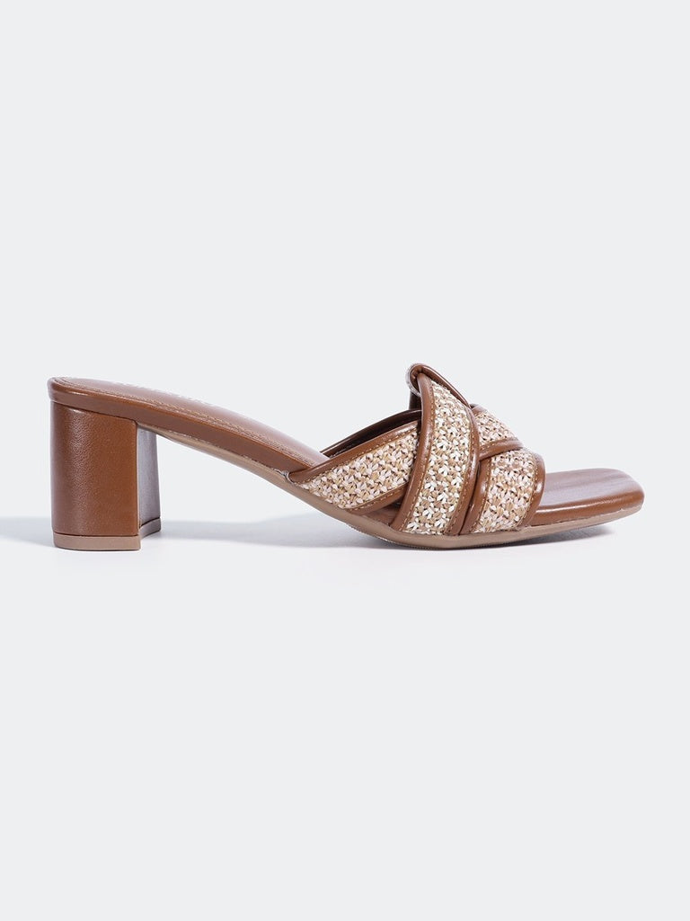 LUNA BLU Tan Block Heel Sandals