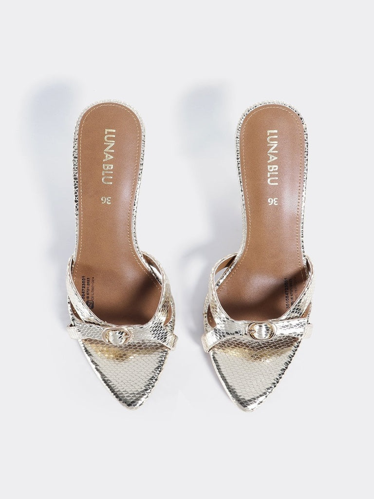 LUNA BLU Light Gold Heel Sandals
