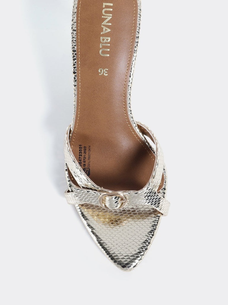 LUNA BLU Light Gold Heel Sandals