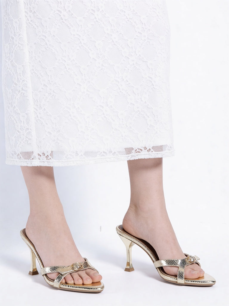 LUNA BLU Light Gold Heel Sandals