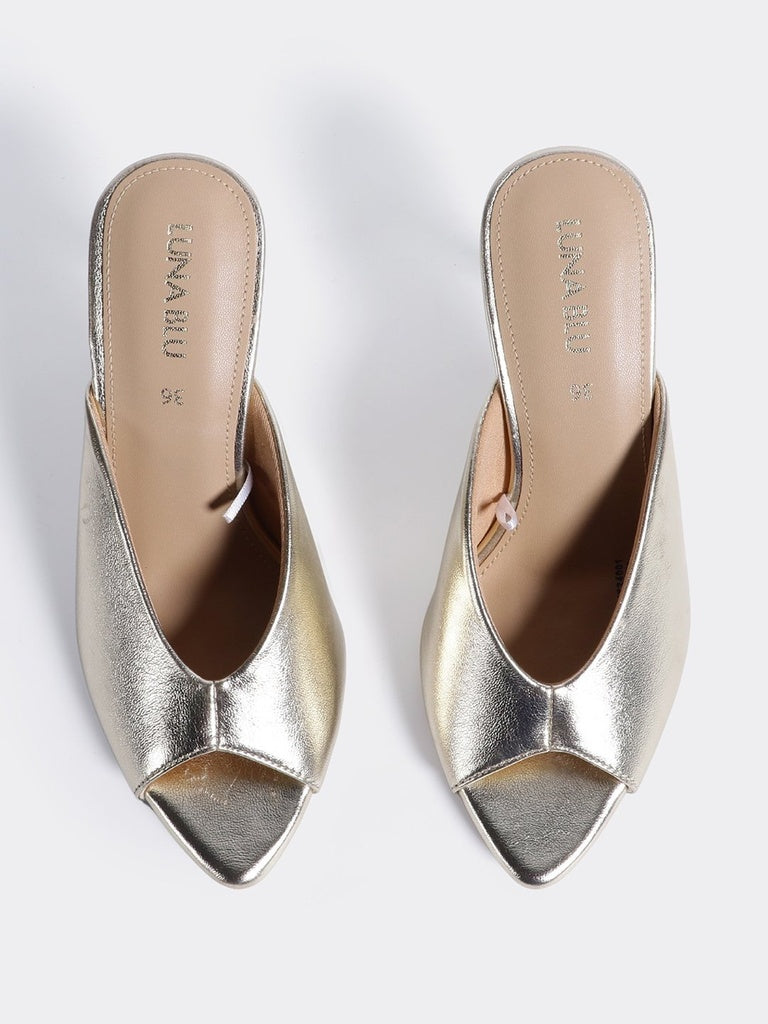 LUNA BLU Light Gold Heel Mules