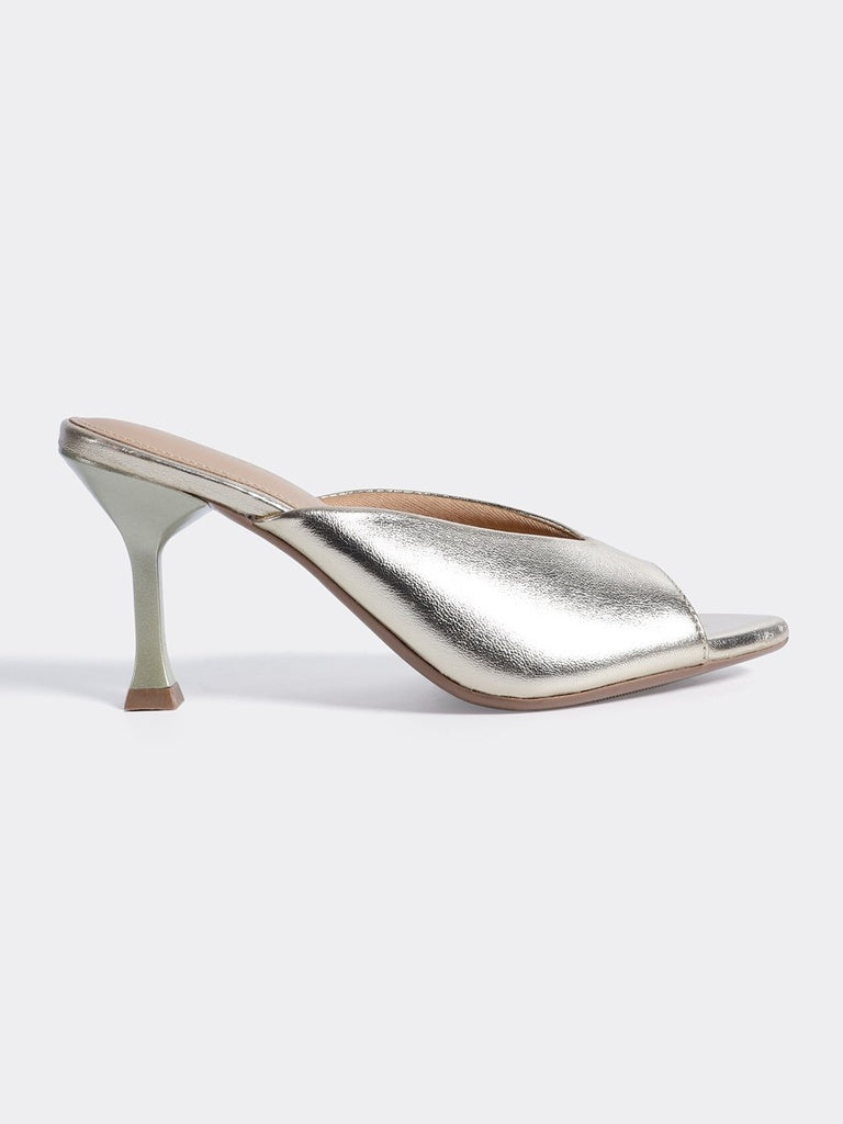 LUNA BLU Light Gold Heel Mules