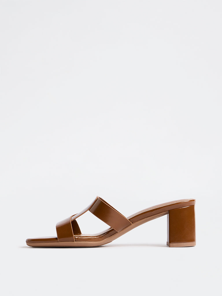 LUNA BLU Tan Block Heel Sandals