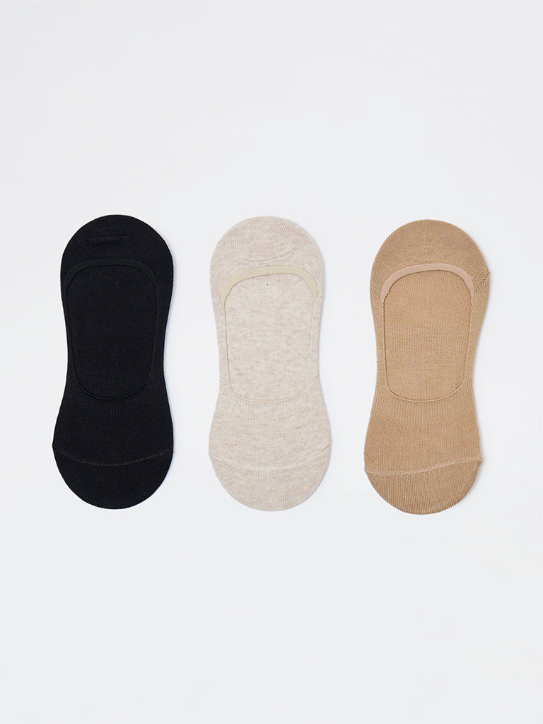 Superstar Beige No-Show Cotton-Blend Socks - Pack of 3