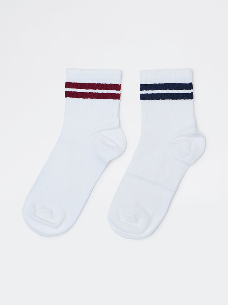 Superstar White Cotton-Blend Ankle-Length Socks - Pack of 2