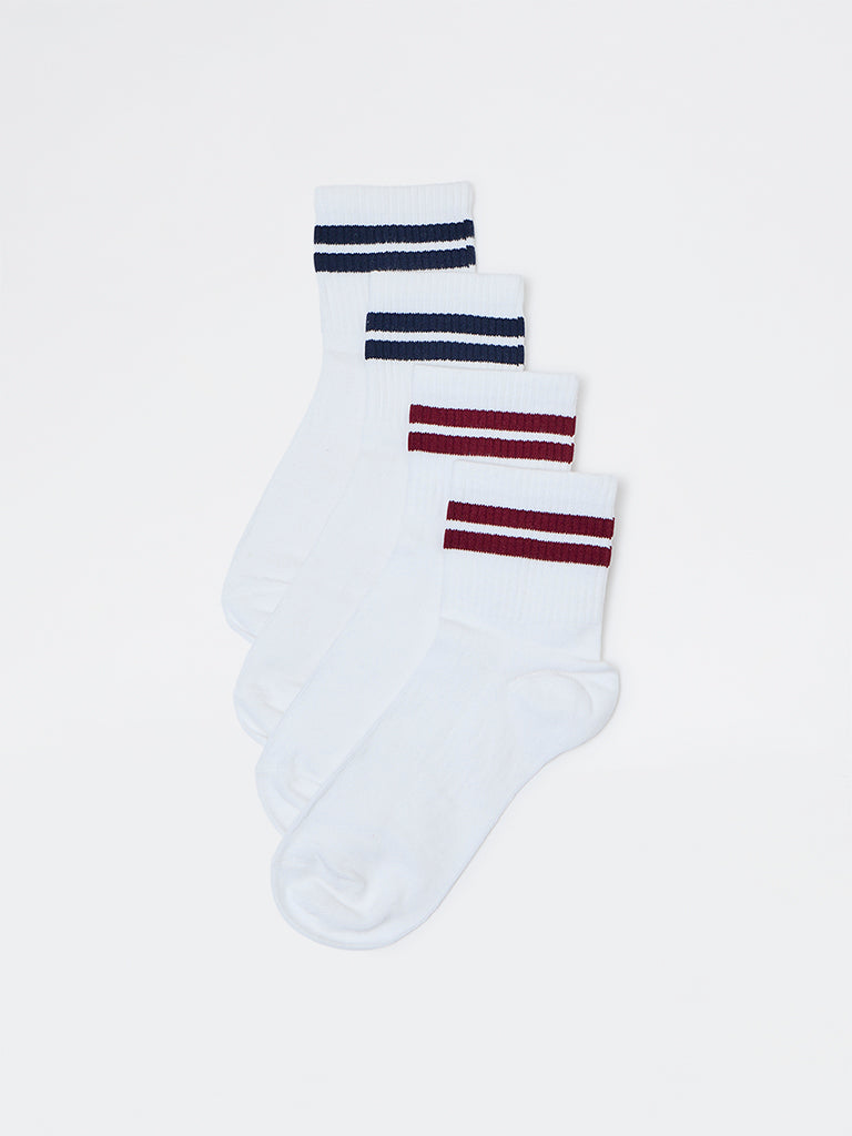 Superstar White Cotton-Blend Ankle-Length Socks - Pack of 2