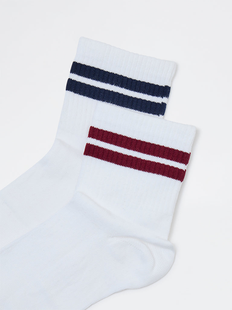 Superstar White Cotton-Blend Ankle-Length Socks - Pack of 2