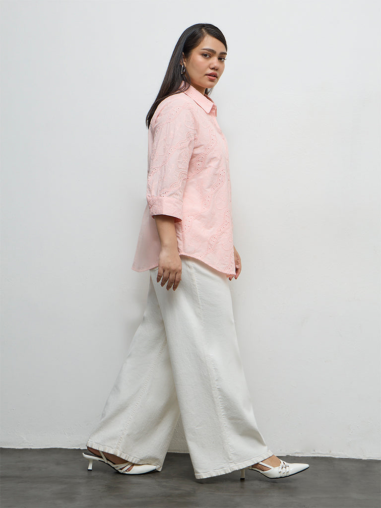 Gia Pink Embroidered Cotton Shirt