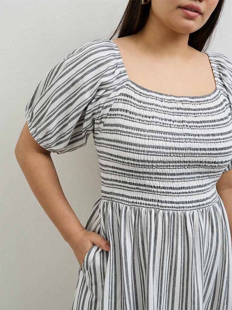 Buy Gia White Striped A-Line Dress from Westside Buy Gia White Striped A-Line Dress from Westside