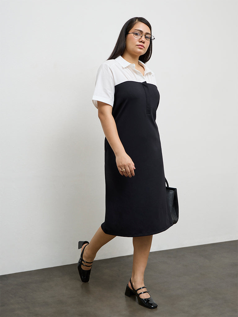 Buy Gia Black Color-Block A-Line Dress from Westside