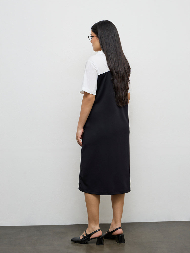 Buy Gia Black Color-Block A-Line Dress from Westside