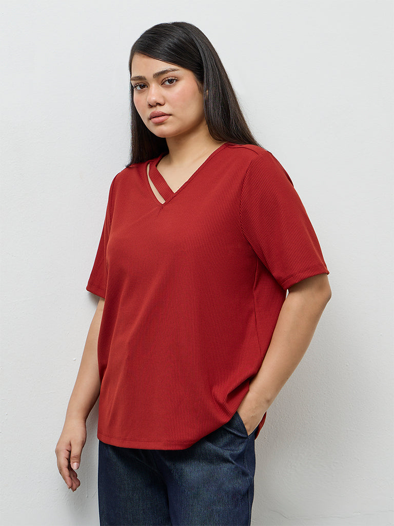 Gia Rust Self-Striped Top