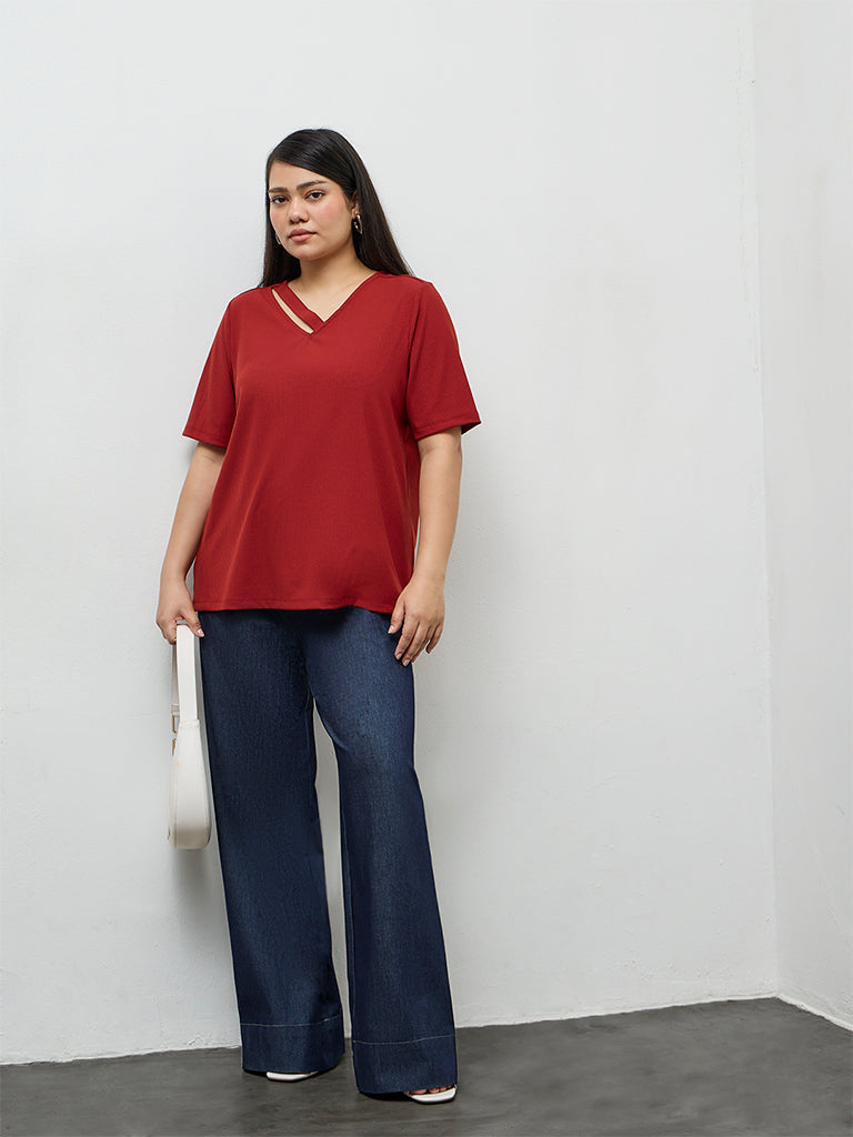 Gia Rust Self-Striped Top
