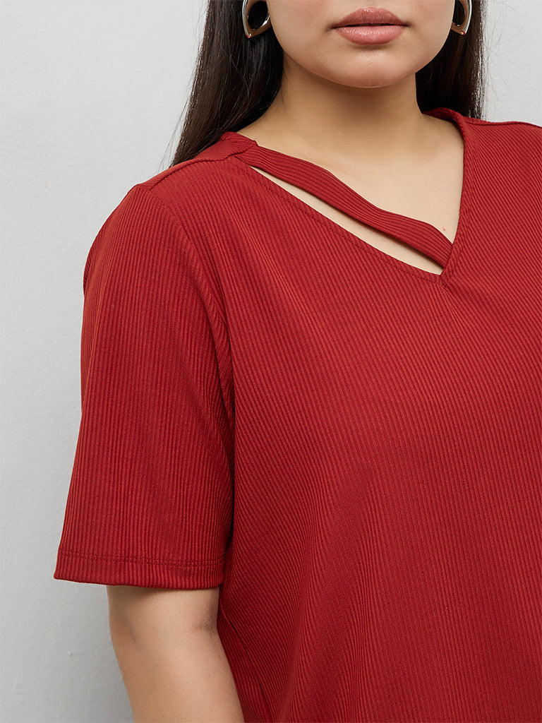 Gia Rust Self-Striped Top
