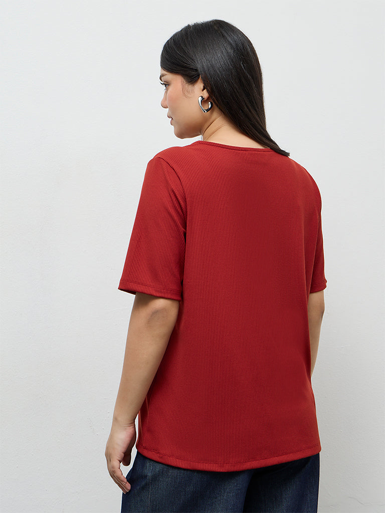 Gia Rust Self-Striped Top