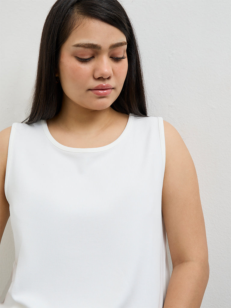 Gia White Ribbed-Textured Tank Top
