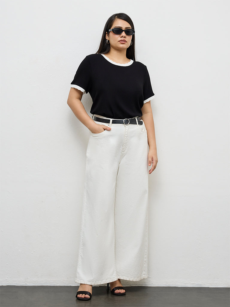 Gia Black Ribbed T-Shirt
