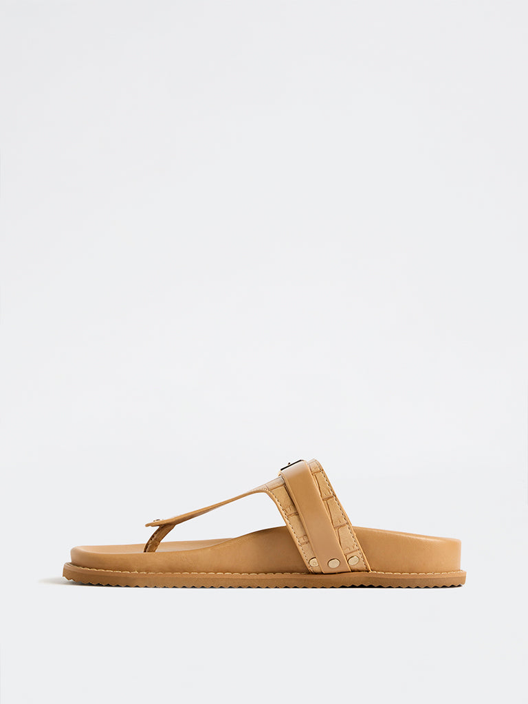 LUNA BLU Beige Thong-Strap Sandals
