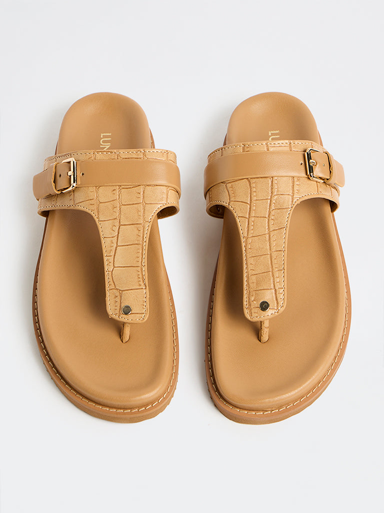 LUNA BLU Beige Thong-Strap Sandals