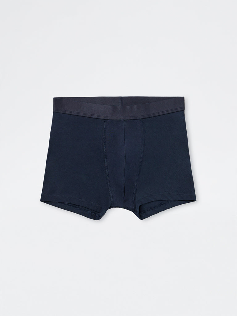 WES Lounge Blue Printed Relaxed-Fit Cotton-Blend Trunks - Pack of 3