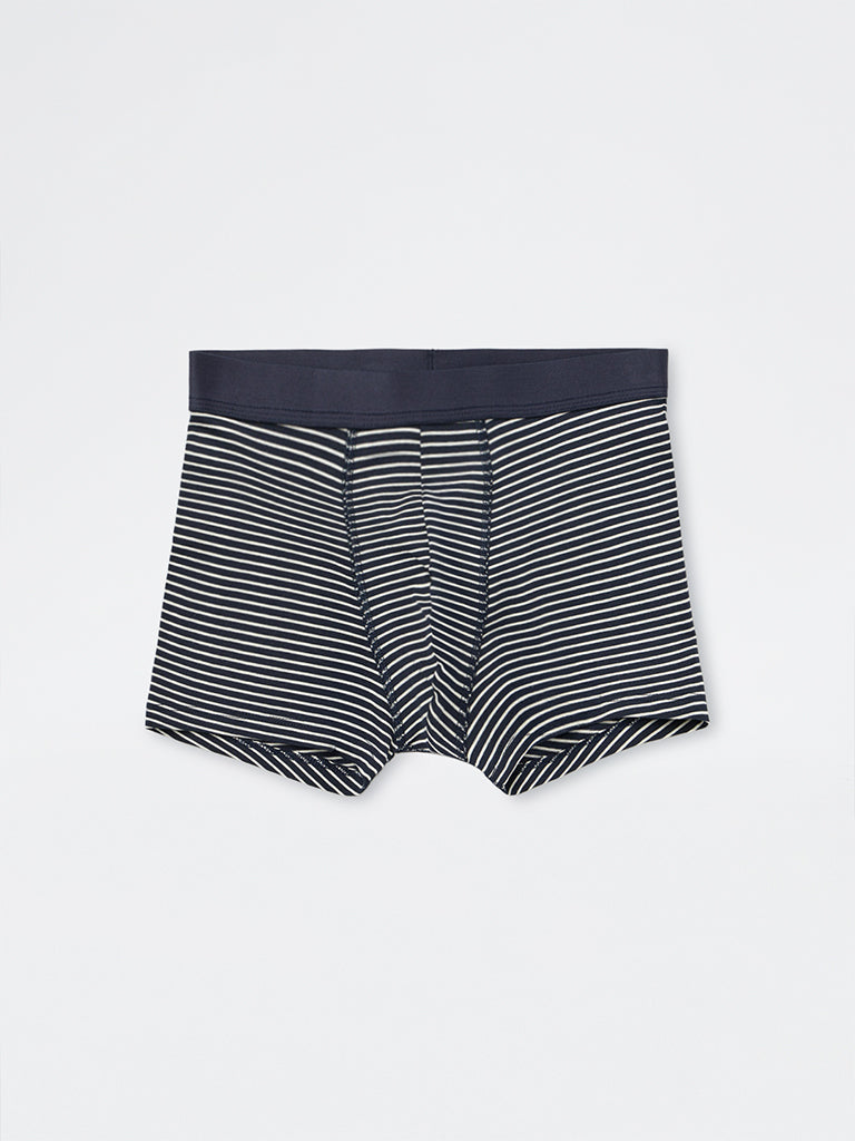 WES Lounge Blue Printed Relaxed-Fit Cotton-Blend Trunks - Pack of 3