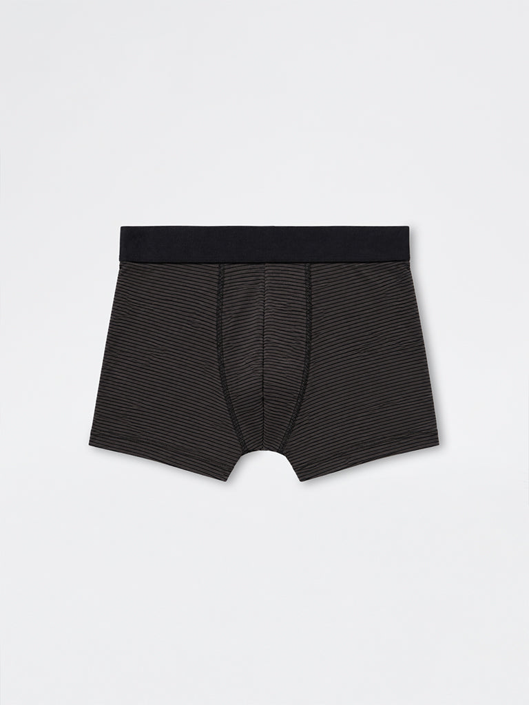WES Lounge Black Printed Cotton-Blend Trunks-Pack of 3