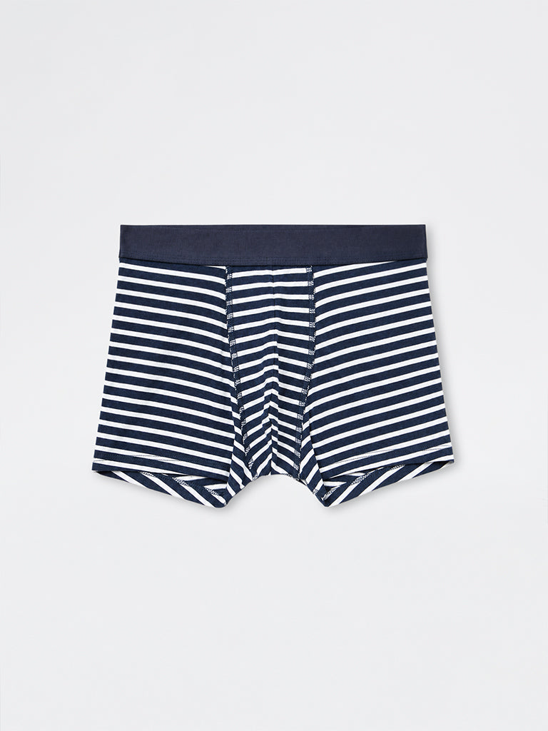 WES Lounge Blue Striped Cotton-Blend Trunks-Pack of 3