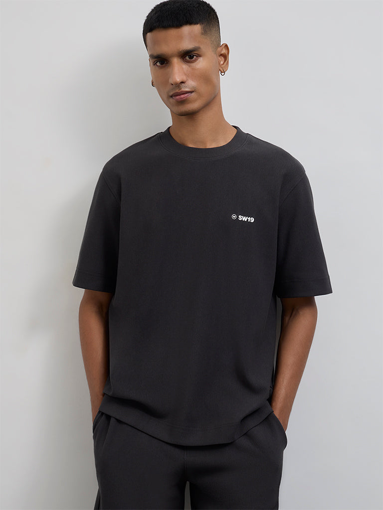 Nuoflexx Charcoal Textured Relaxed-Fit Cotton-Blend T-Shirt
