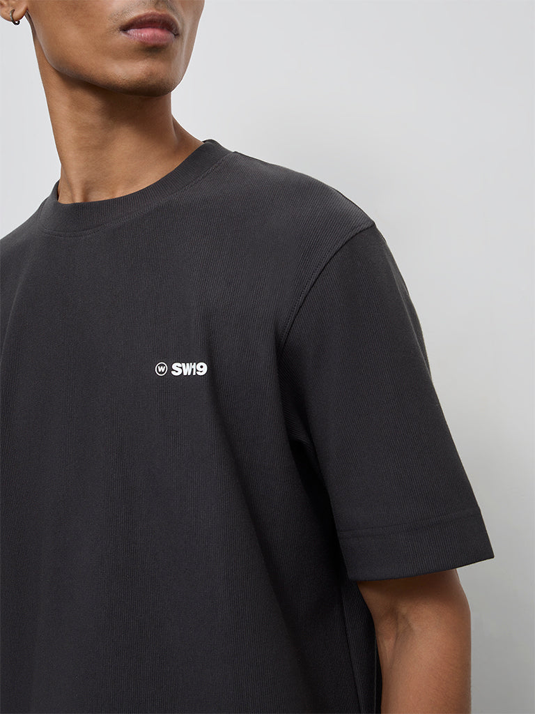 Nuoflexx Charcoal Textured Relaxed-Fit Cotton-Blend T-Shirt
