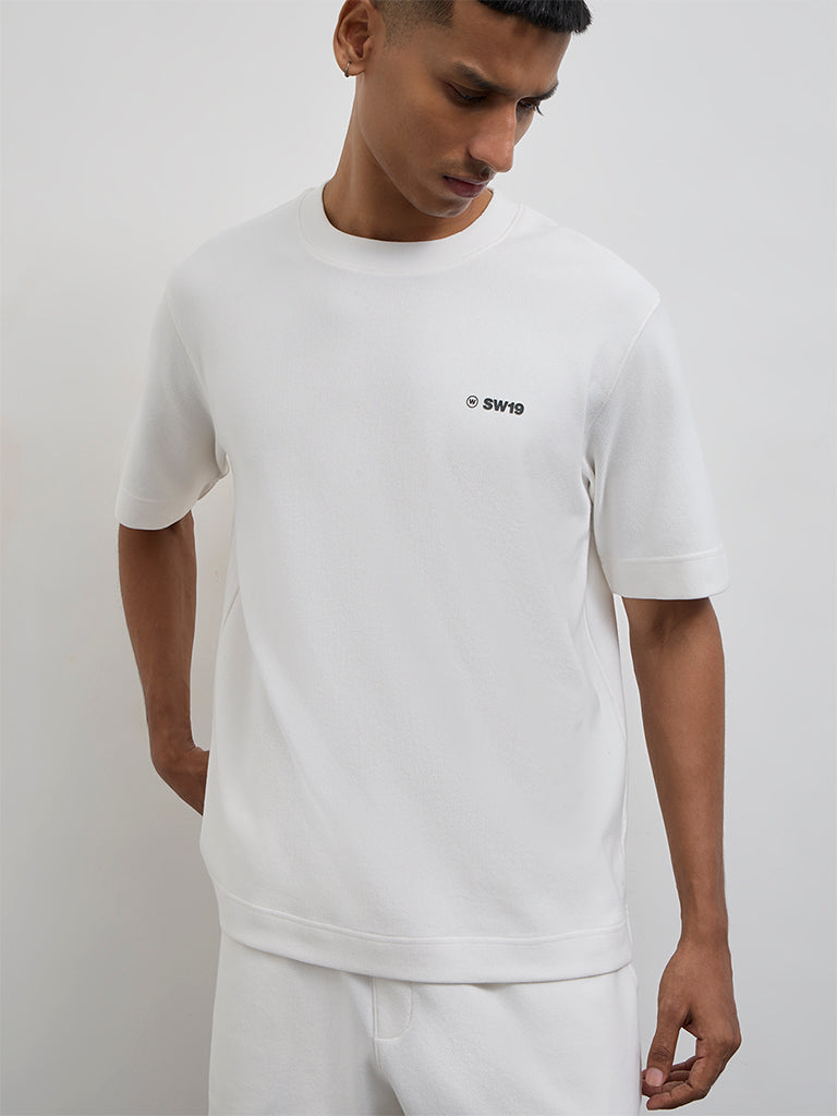 Nuoflexx White Relaxed-Fit Cotton-Blend T-Shirt