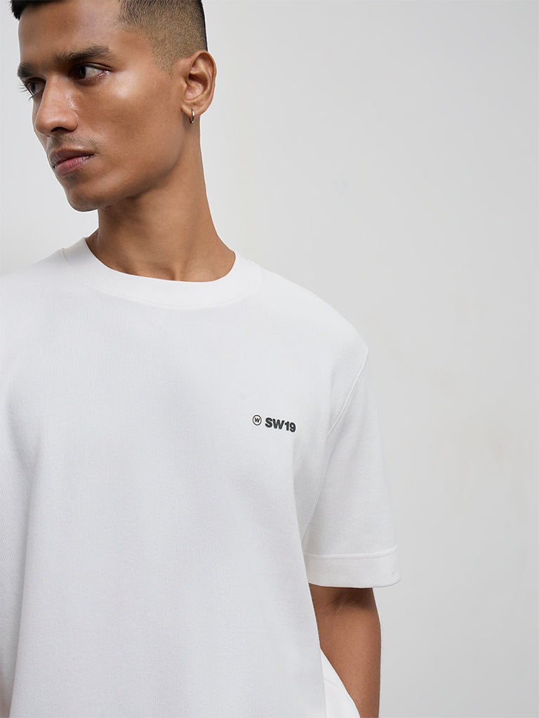 Nuoflexx White Relaxed-Fit Cotton-Blend T-Shirt