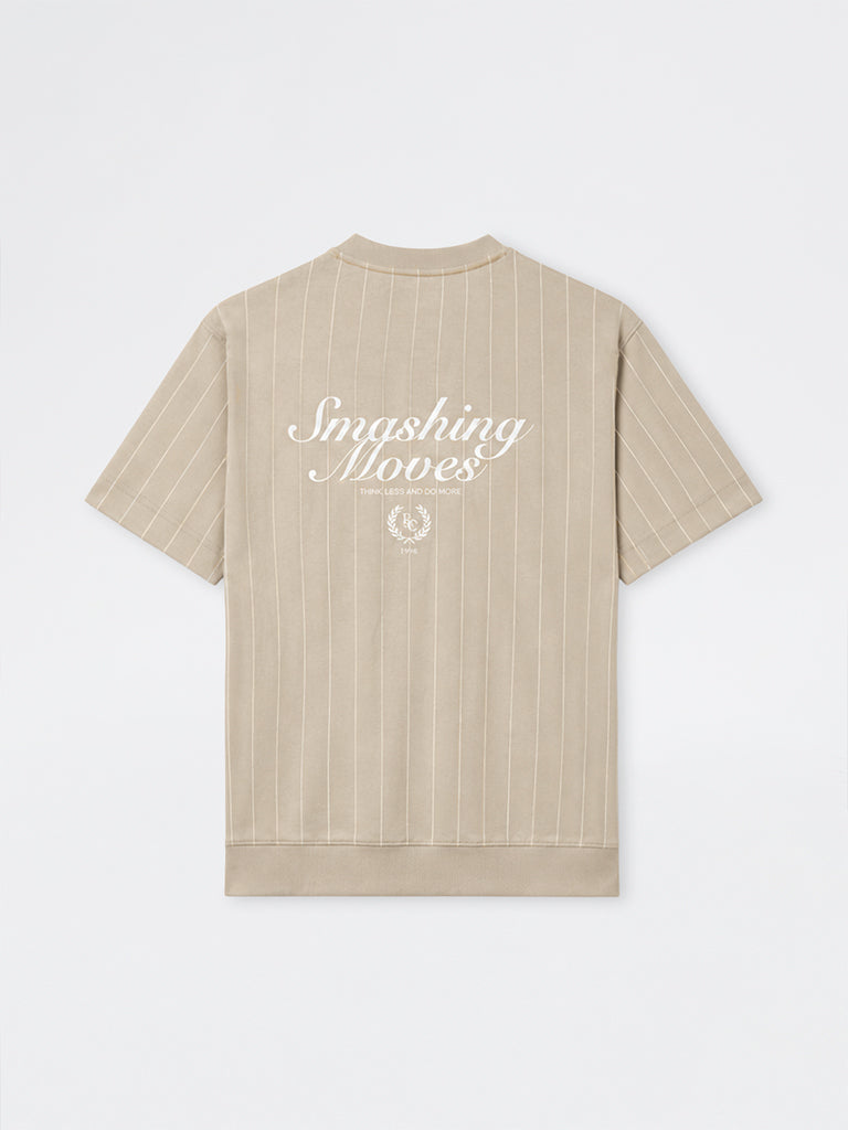Nuoflexx Beige Striped Relaxed-Fit T-Shirt