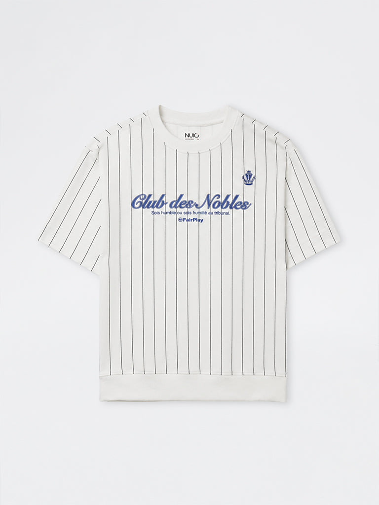 Nuoflexx Off-White Striped Relaxed-Fit Cotton-Blend T-Shirt