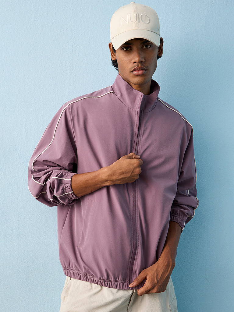 Nuoflexx Lavender Piping-Detail Relaxed-Fit Jacket