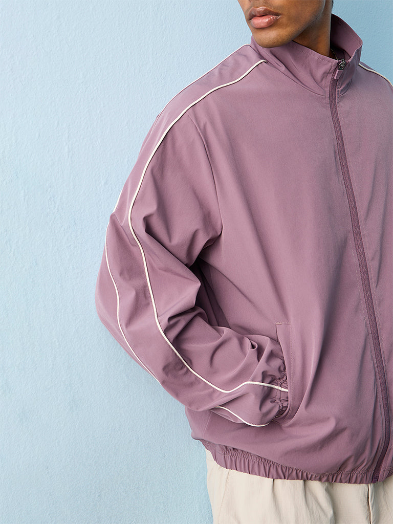 Nuoflexx Lavender Piping-Detail Relaxed-Fit Jacket