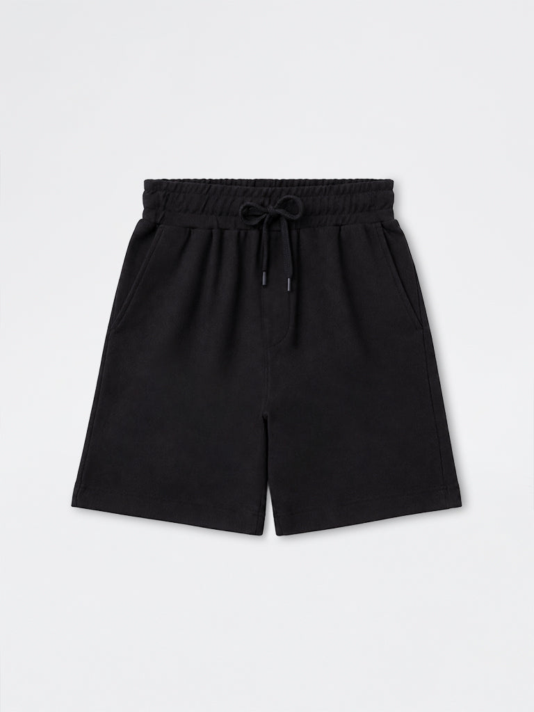 Nuoflexx Charcoal Ribbed-Textured Relaxed-Fit Mid-Rise Shorts