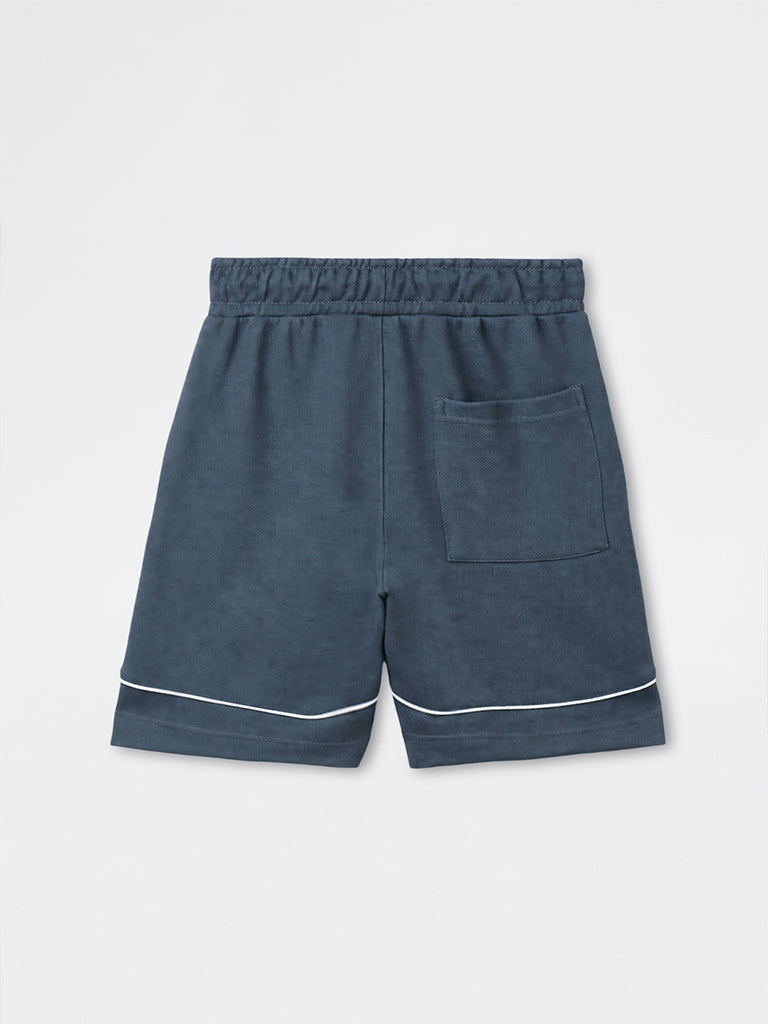 Nuoflexx Dark Grey Textured Relaxed-Fit Mid-Rise Shorts