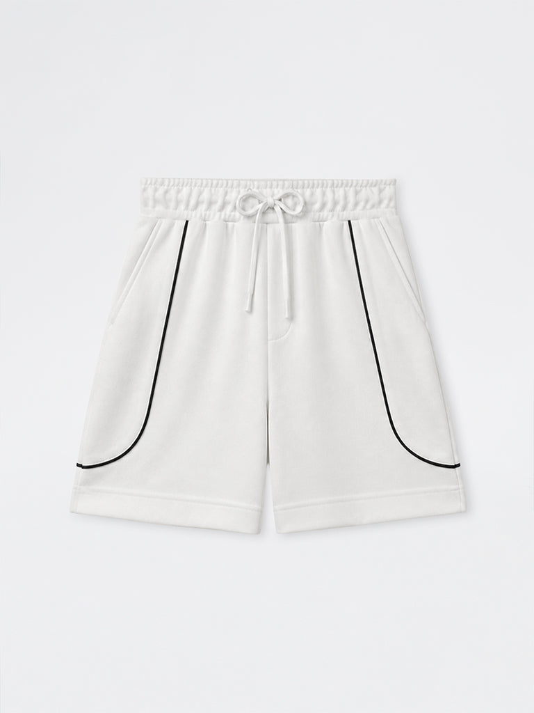Nuoflexx Off-White Pipeline-Detailed Relaxed-Fit Mid-Rise Cotton-Blend Shorts