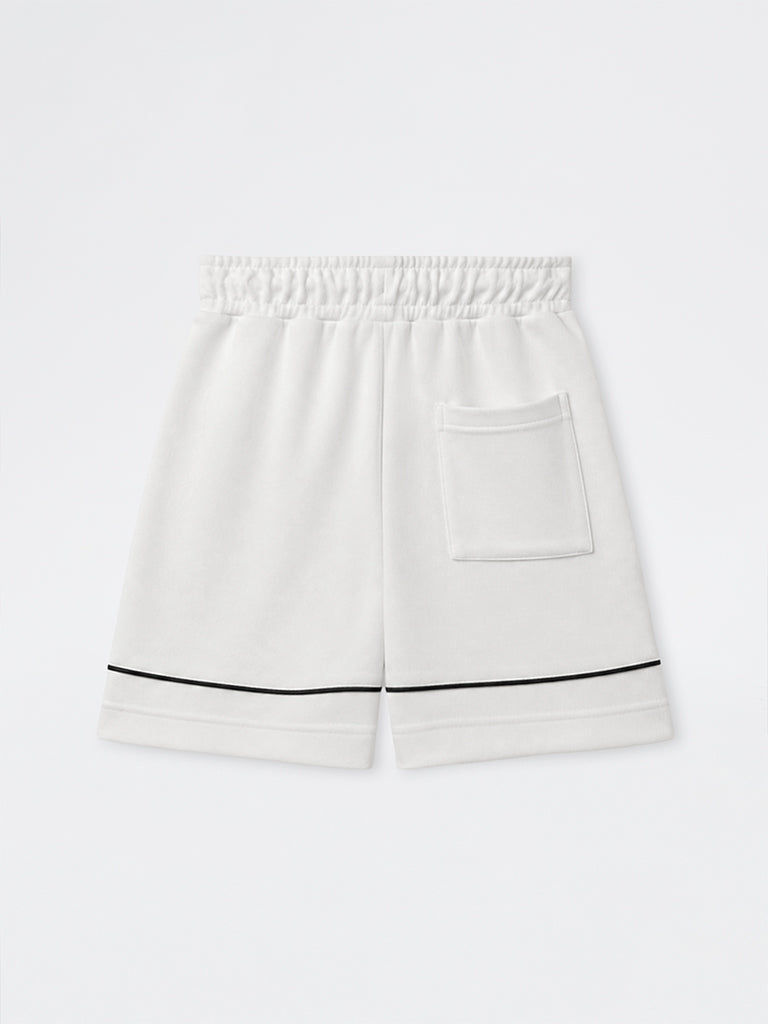 Nuoflexx Off-White Pipeline-Detailed Relaxed-Fit Mid-Rise Cotton-Blend Shorts